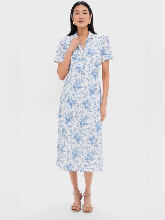 Tuckernuck Dresses & Skirts - Tuckernuck NWT Forget Me Not Blue Floral Bellamy Midi Dress Line Cotton Size M